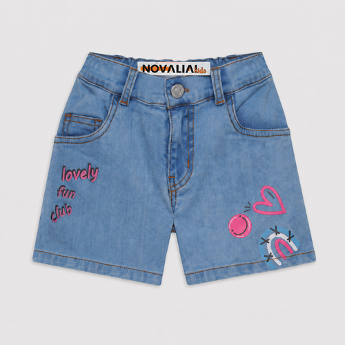 Blugi Scurti Fete Love Dark Denim - imagine 3