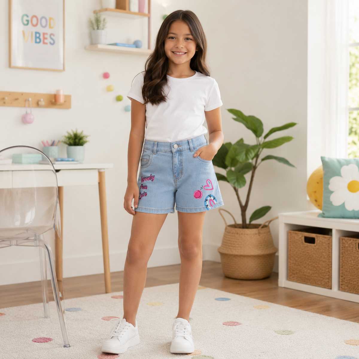 Blugi Scurti Fete Love Light Denim