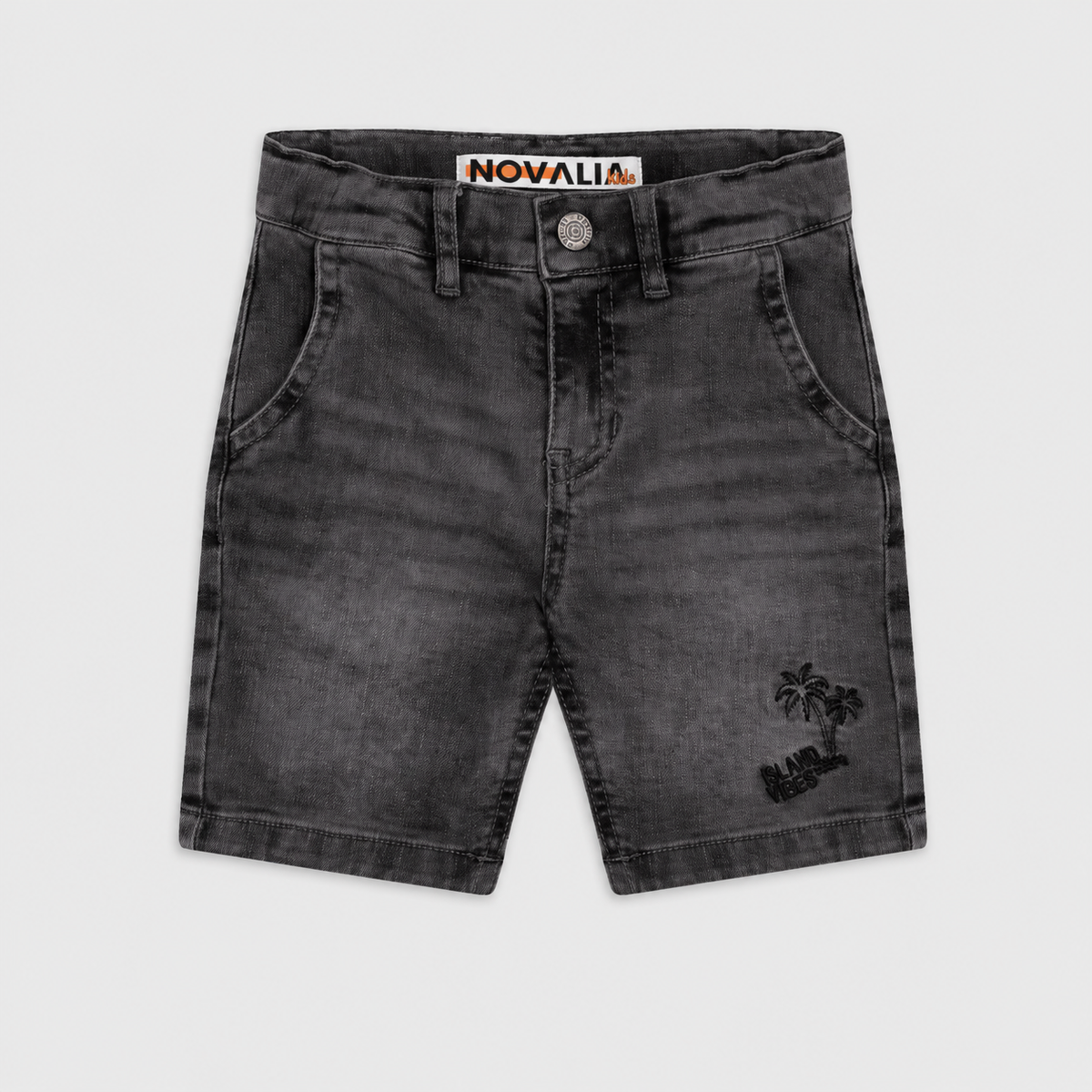 Blugi Scurti Baieti Black Denim Palmier - imagine 3