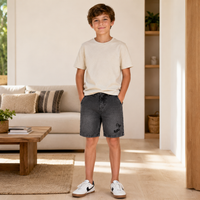 Blugi Scurti Baieti Black Denim Palmier