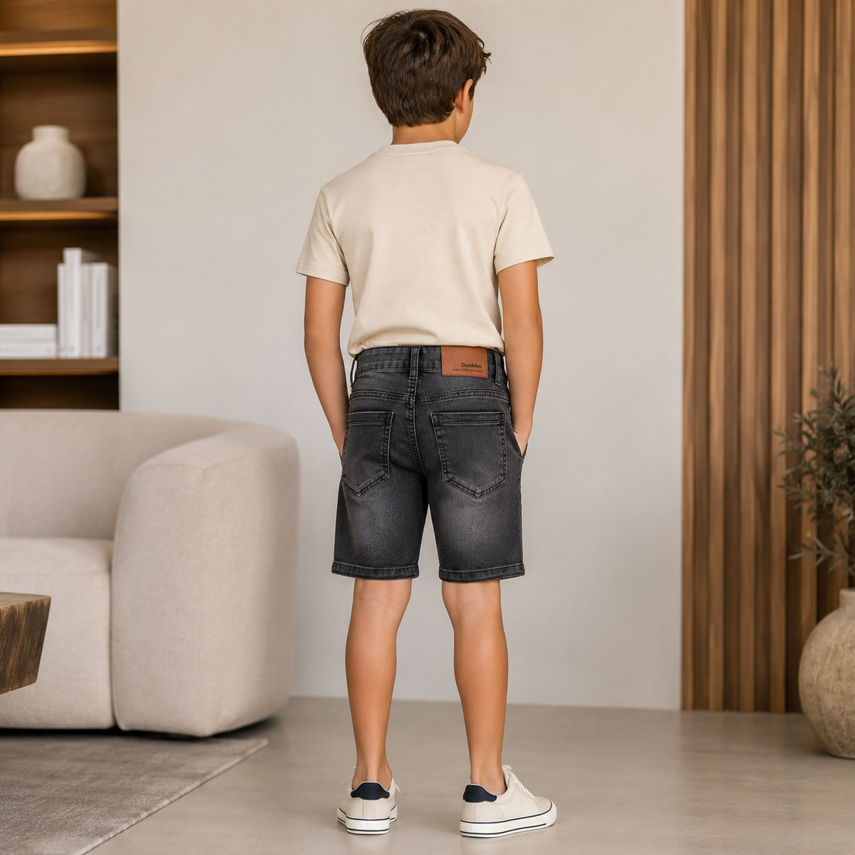 Blugi Scurti Baieti Black Denim Palmier