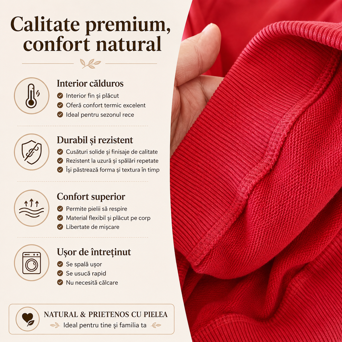 Bluza Baieti Stay Strong Rosu - detalii material