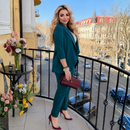 Compleu Tina Petrol - sacou si pantaloni din stofa Barbi