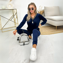 Trening COOL Bleumarin din catifea - decolteu in V