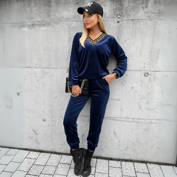 Trening COOL Bleumarin din catifea - decolteu in V