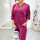 Trening COOL Magenta din catifea - decolteu in V