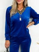 Trening COOL Albastru din catifea - decolteu in V