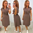 Rochie Eliza Capucino din scuba crepe - croiala moderna cu guler polo