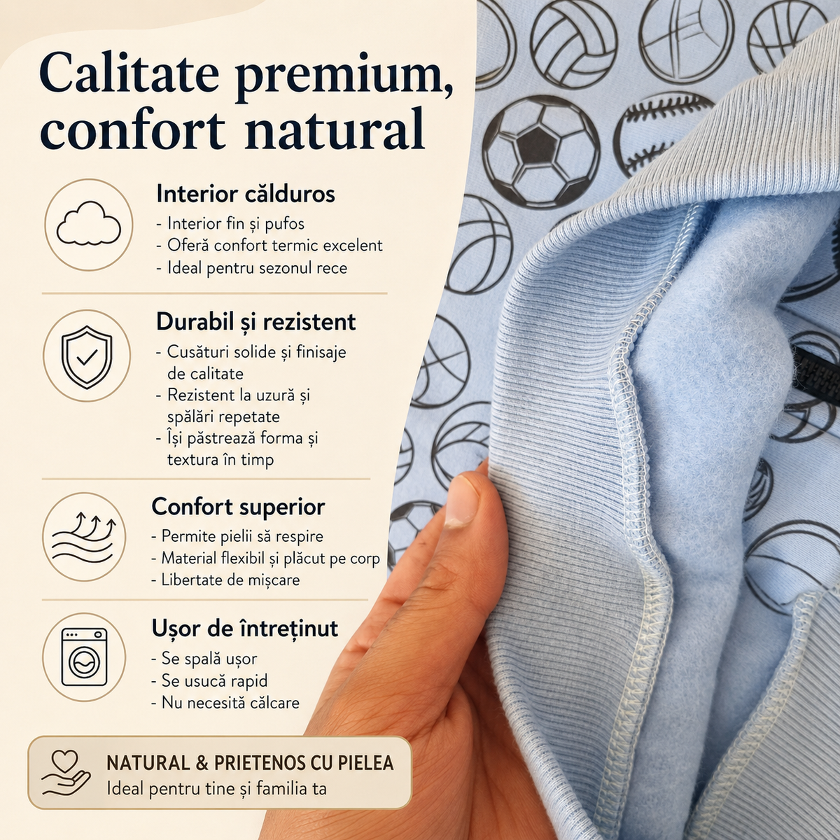 Hanorac Mingii Bleo Baieti - detalii material