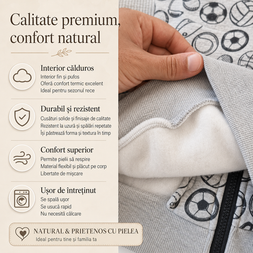 Hanorac Mingii Gri Baieti - detalii material