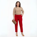 Pantaloni Rosu Clasic - material Scuba Crepe