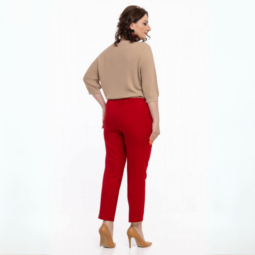 Pantaloni Rosu Clasic - material Scuba Crepe