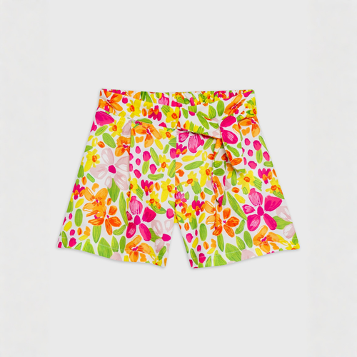 Pantaloni Scurti Fete Imprimeu Floral Orange - imagine 3