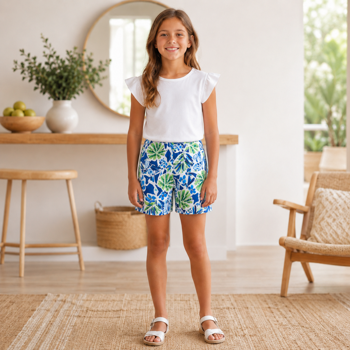 Pantaloni Scurti Fete Imprimeu Floral Navy