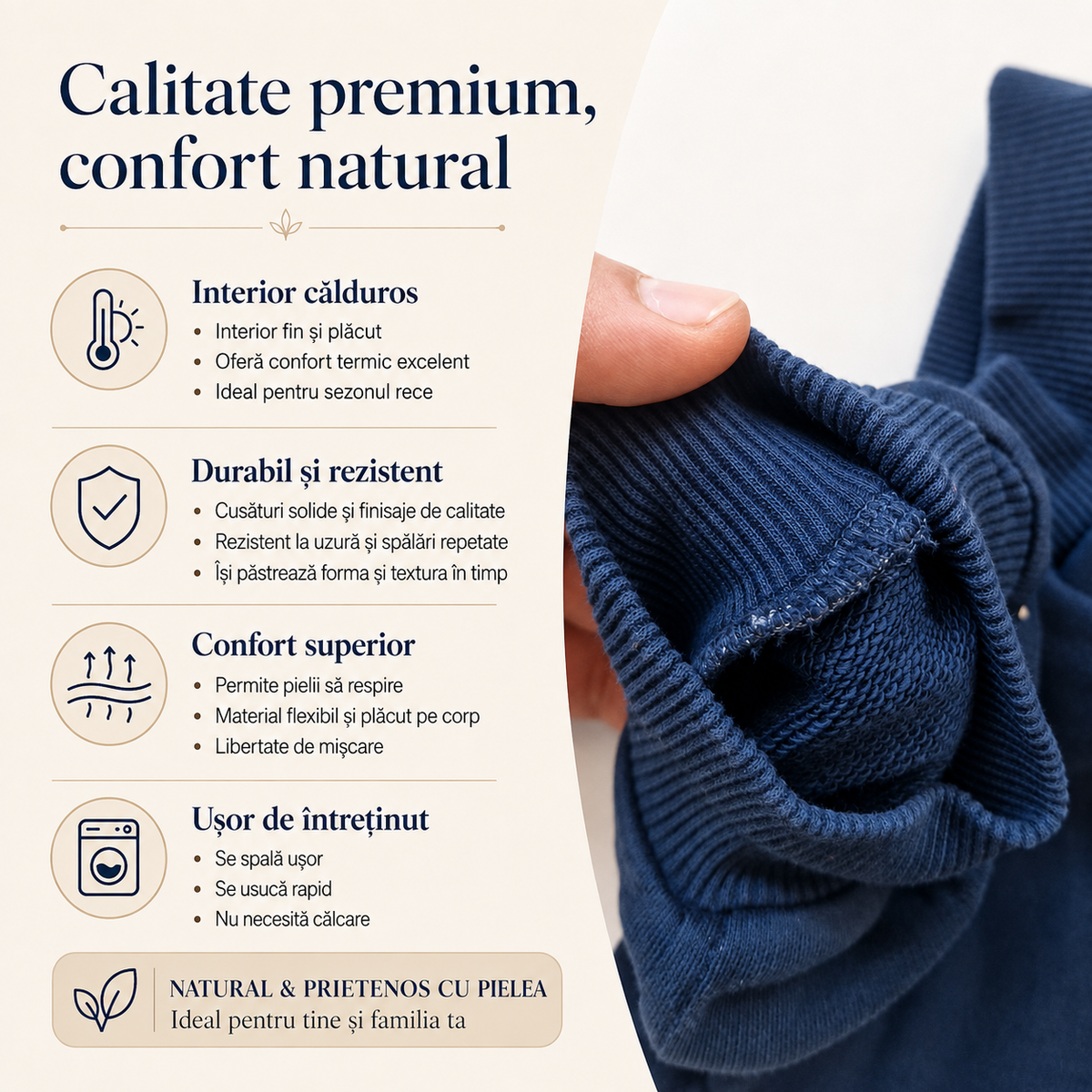 Pantaloni Trening Cargo Baieti - detalii material