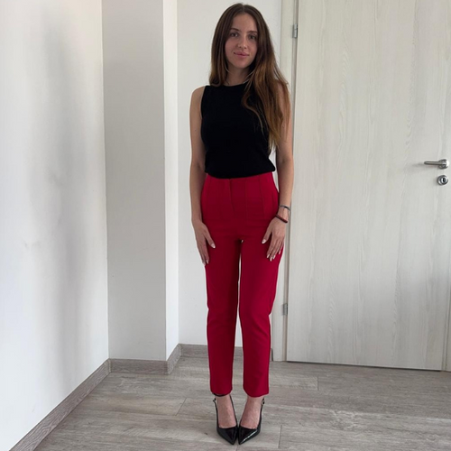 Pantaloni Eleganti din Crep Rosu Magenta Zaza - imagine 3