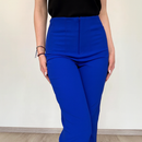 Pantaloni Eleganti din Crep Albastru Zaza - imagine 2