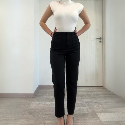Pantaloni Eleganti din Crep Negru Zaza