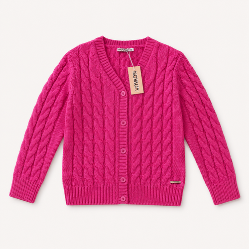 Pulover Crosetat Fucsia Fete - flatlay
