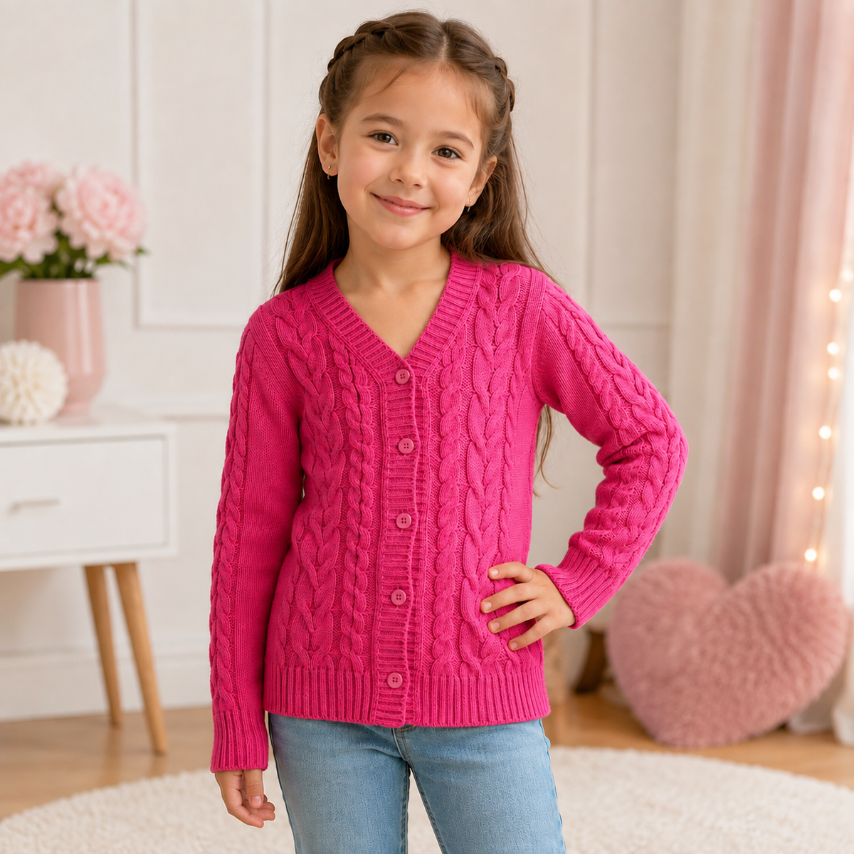 Pulover Crosetat Fucsia Fete