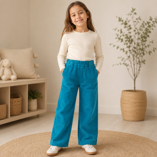 Pantaloni Raiat Turcoaz Fete