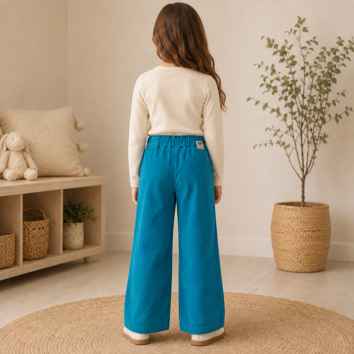 Pantaloni Raiat Turcoaz Fete