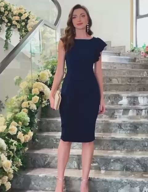 Rochie Midi Eleganta Bleumarin Aria