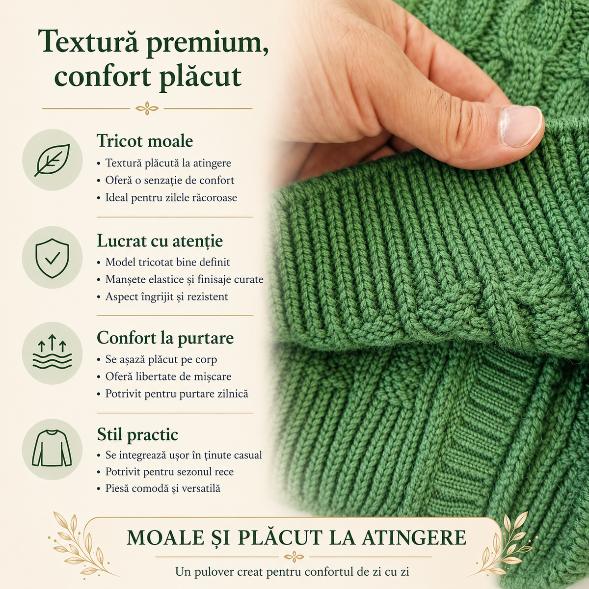 Pulover Crosetat Verde Fete - detalii