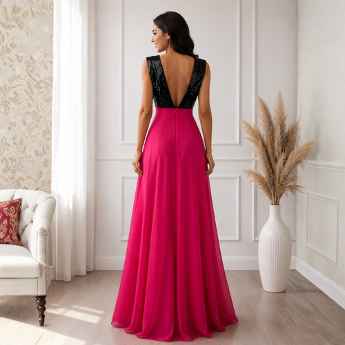 Rochie de Seara din Paiete Fucsia Aura - imagine 2