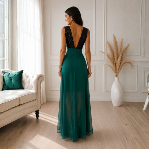 Rochie de Seara din Paiete Verzi Aura - imagine 2