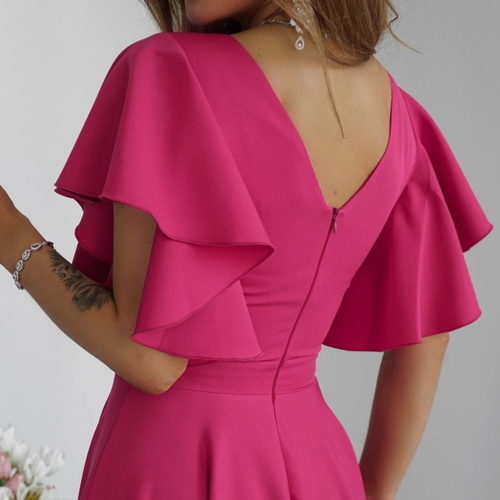 Rochie Bliss Fucsia - rochie lunga eleganta cu decolteu in V