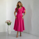 Rochie Bliss Fucsia - rochie lunga eleganta cu decolteu in V