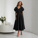 Rochie Bliss Negru - rochie lunga eleganta cu decolteu in V