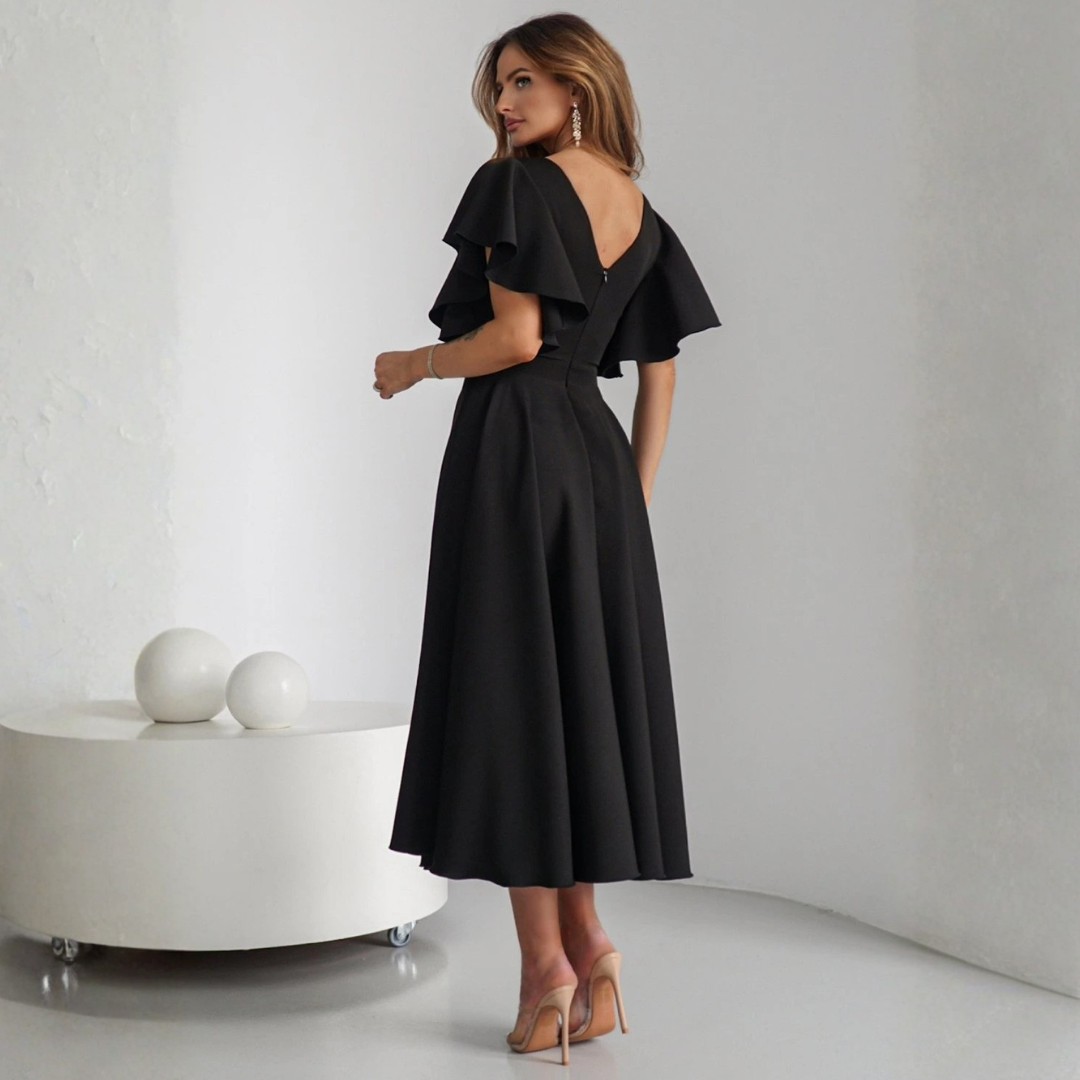 Rochie Bliss Negru - rochie lunga eleganta cu decolteu in V