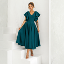Rochie Bliss Petrol - rochie lunga eleganta cu decolteu in V