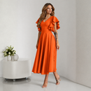 Rochie Bliss Portocaliu - rochie lunga eleganta cu decolteu in V