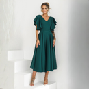 Rochie Bliss Verde Inchis - rochie lunga eleganta cu decolteu in V