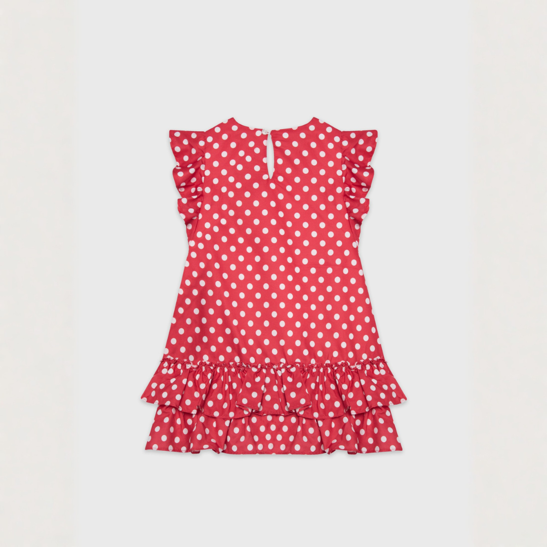 Rochie Rosie cu Buline Fete - imagine 4