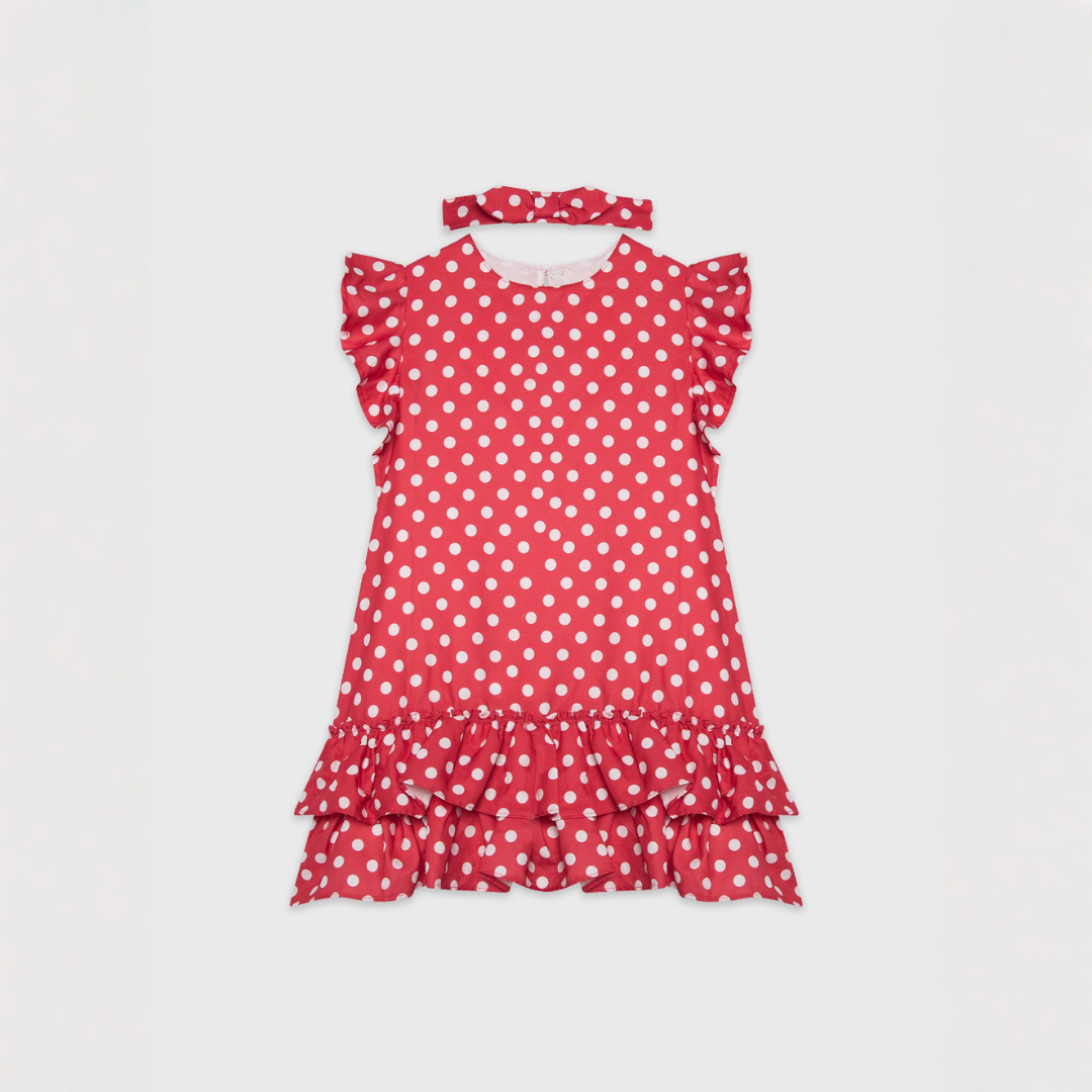 Rochie Rosie cu Buline Fete - imagine 3