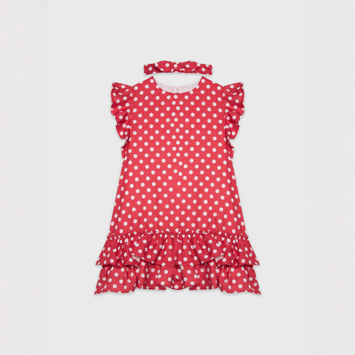 Rochie Rosie cu Buline Fete - imagine 3