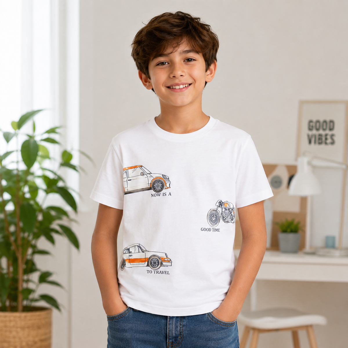 Tricou Travel Baieti Alb