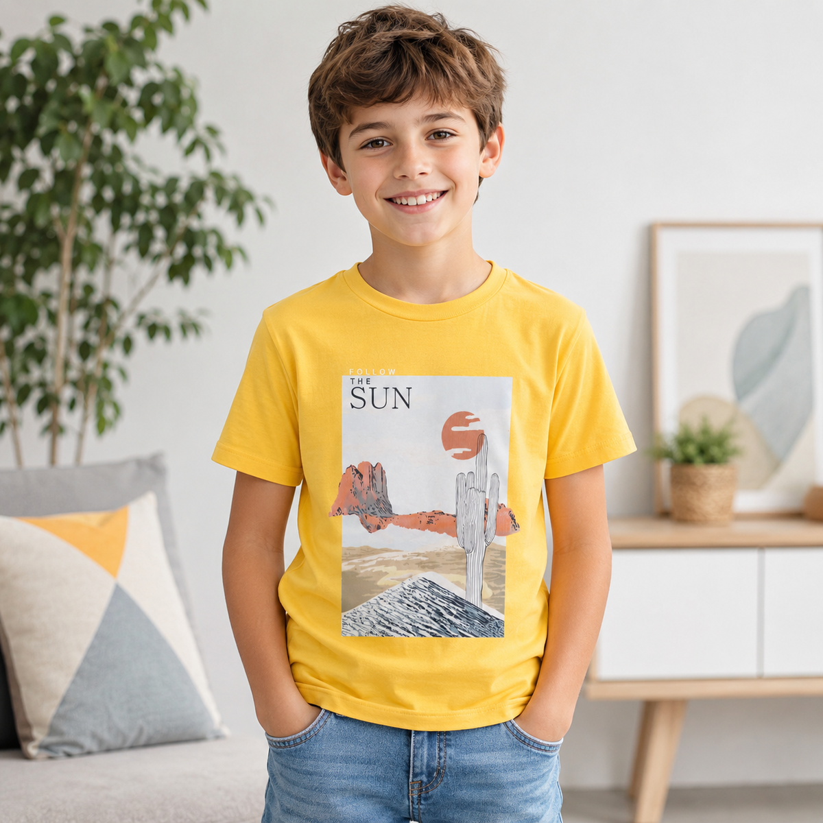 Tricou Sun Unisex Copii Galben