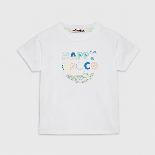 Tricou Croco Unisex Copii Alb - imagine 3