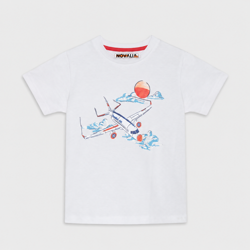 Tricou Avion Unisex Copii Alb - imagine 3