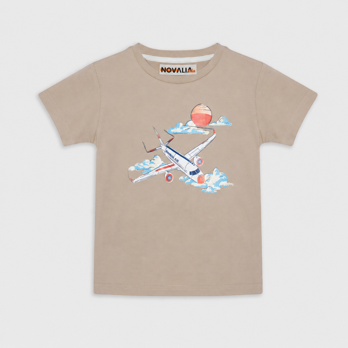 Tricou Avion Unisex Copii Bej - imagine 3