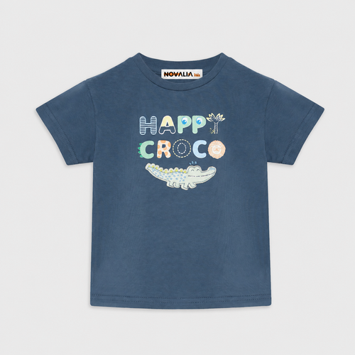 Tricou Croco Unisex Copii Indigo - imagine 3