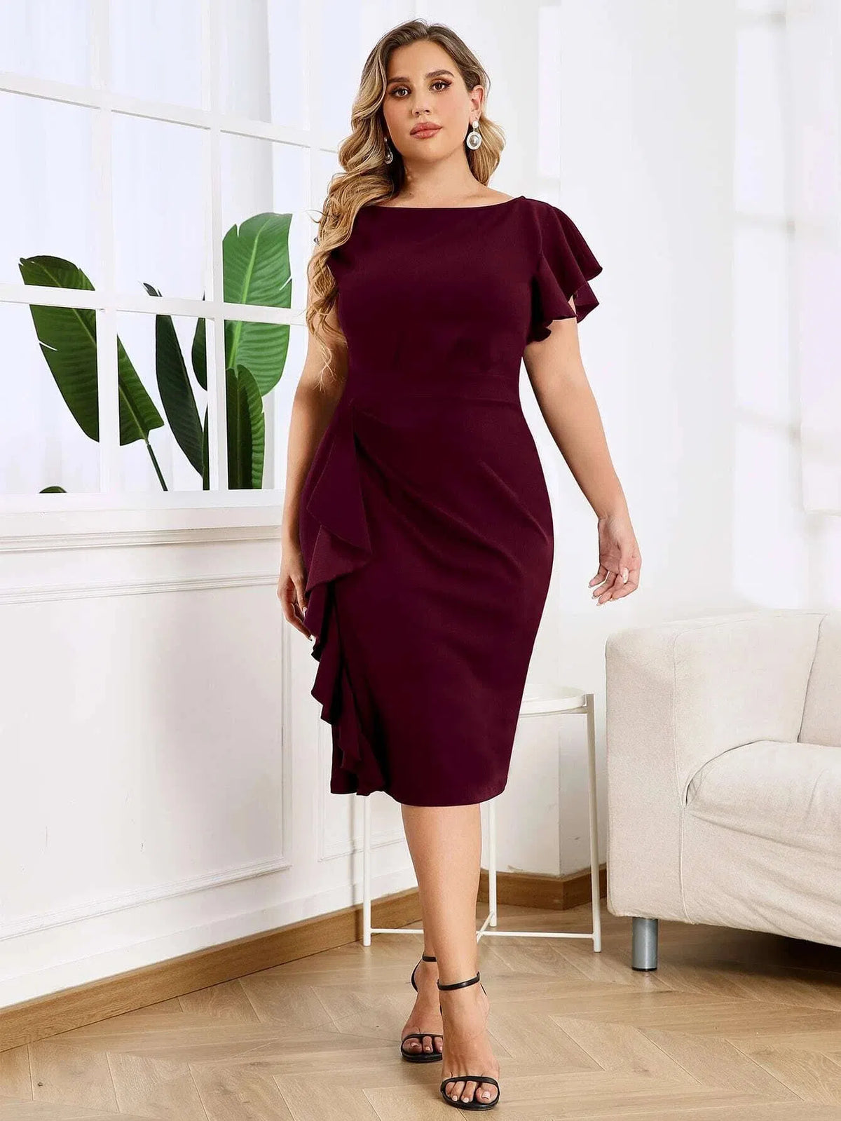 Rochie Midi Eleganta Grena Aria