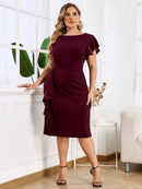 Rochie Aria Grena - rochie midi eleganta cu decolteu rotund