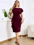 Rochie Aria Grena - rochie midi eleganta cu decolteu rotund
