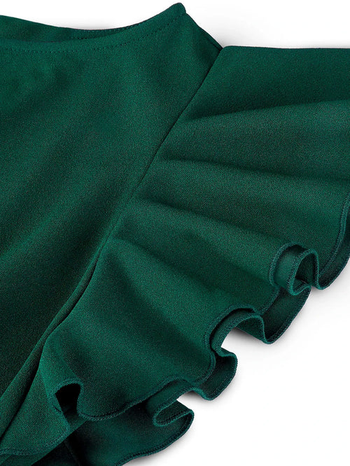 Rochie Aria Verde - rochie midi eleganta cu decolteu rotund